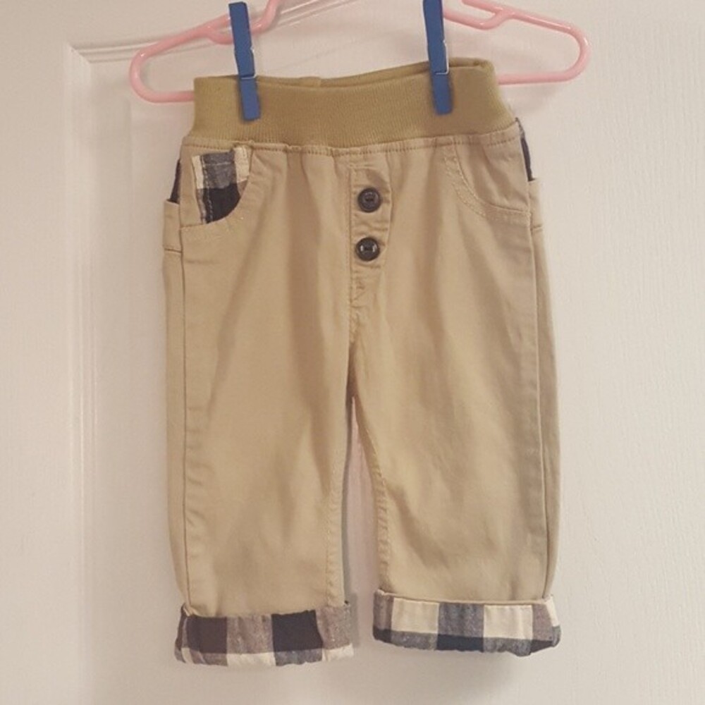 Paranz Cropped Plaid Khaki Pants
